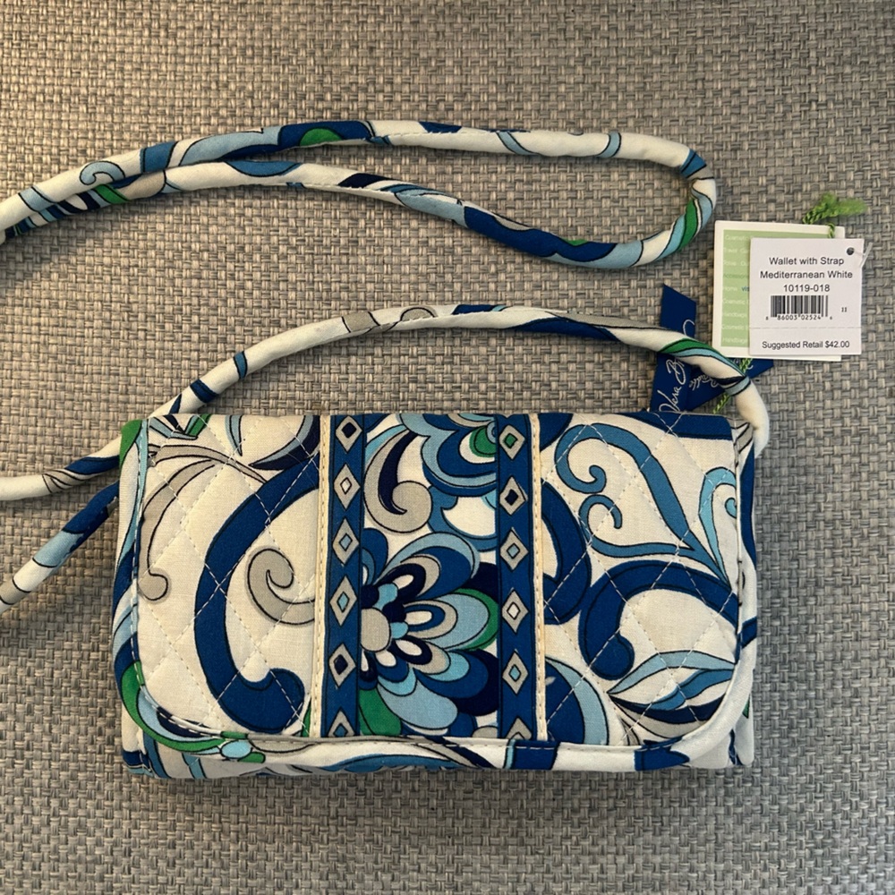 Vera Bradley Wallet with Strap in Mediterranean White *** see description
